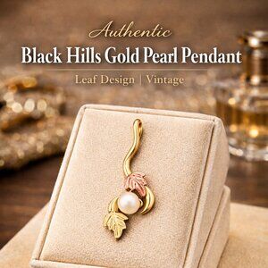 Authentic Black Hills Gold Pearl Pendant Leaf Design Vintage, No Chain Included
